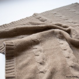 Cashmere Cable Blanket - Beige M&eacute;lange