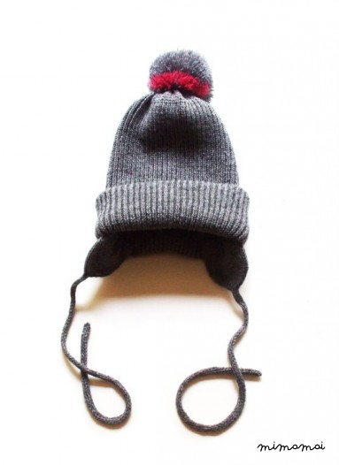 3 piece set - virgin wool double knitted pom-pom hat, double knitted mittens and scarf with fringe