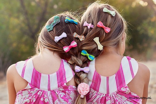 Set Of 5 Two Toned Hair Bows