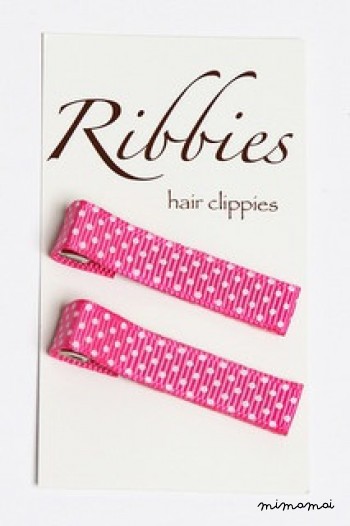 Pair of Zoe Small Dots on Hot Pink Hairclips