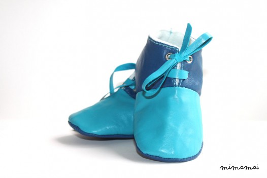 3-6 Months Slippers / Baby Shoes Lamb Leather Blue