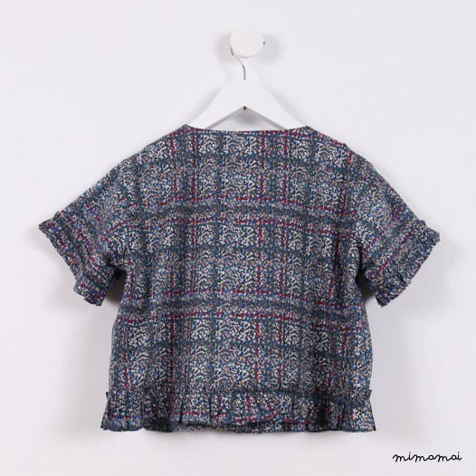 Frilly Button-down Top blue
