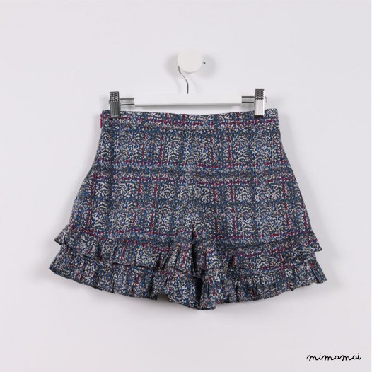 Frilly Hem Shorts blue and pink