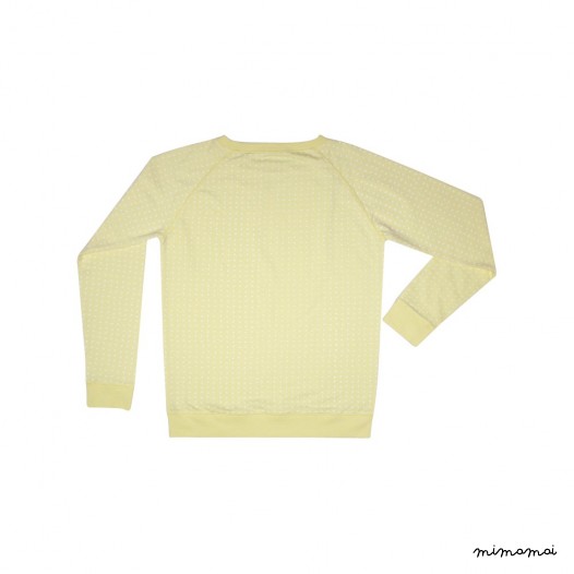 Sweat jaune imprim&eacute; plumes Axelle
