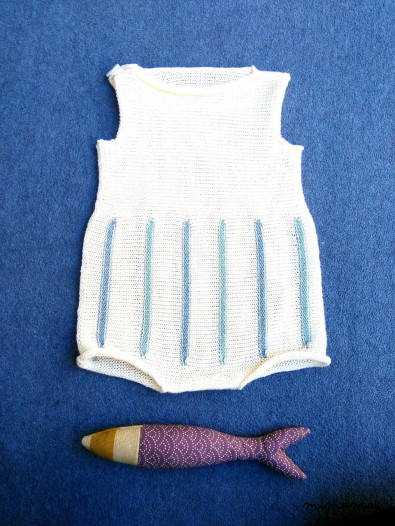 Pagliaccetto in cotone tricot bianco-azzurro