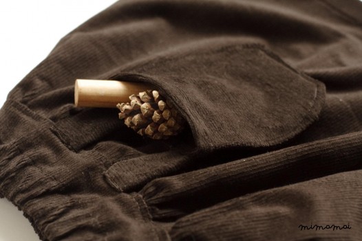 Natural cord skirt with hanging pocket