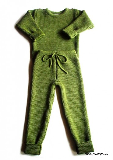 Babies/Children's/Toddlers Virgin wool round neck sweater and pants set