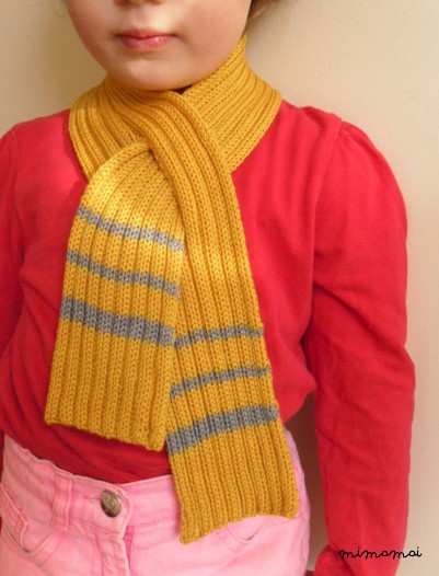 Childrens scarf, Merino wool, Gold & Grey