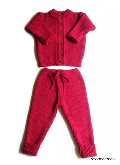 Babies/Children's/Toddlers merino wool round neck Cardigan and pants set