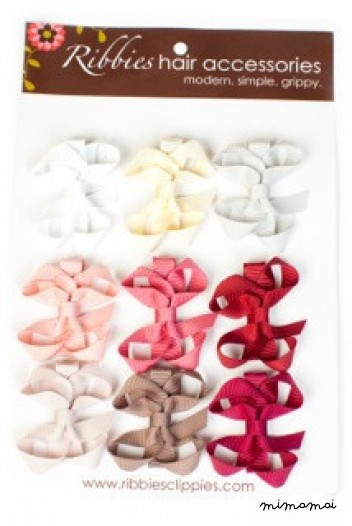 Hair Clip Set Of 9 Small Bows - Neutral