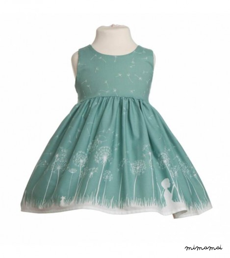 Martha Dress Make A Wish Print in Sage