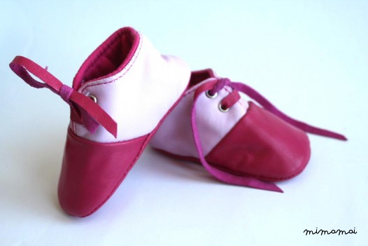 3-6 Months Slippers / Baby Shoes Lamb Leather Pink Pastel and Pink