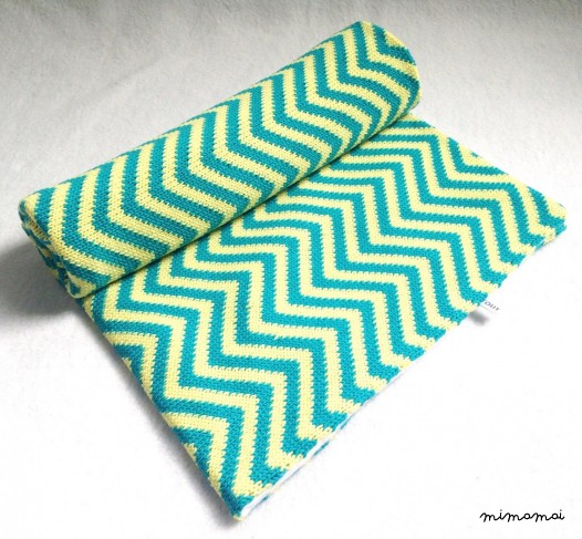 Baby Knit Blanket/Lemon & Turquoise
