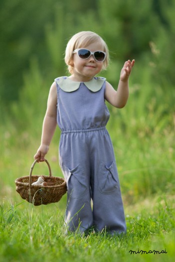 Linen overalls with Peter Pan collar