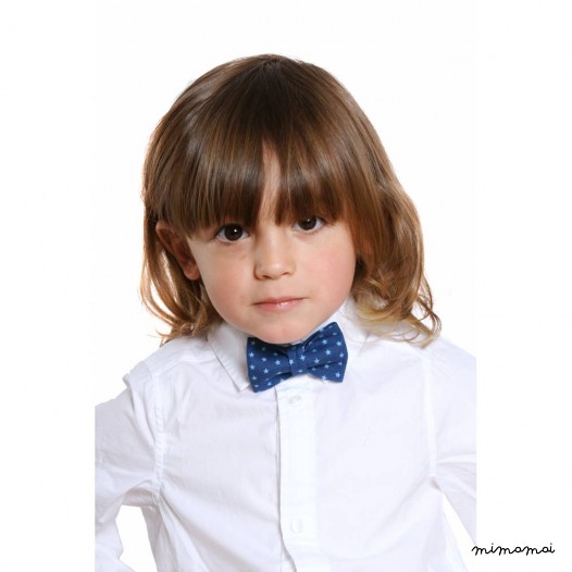 Child blue with pastel-blue stars bow tie, cotton