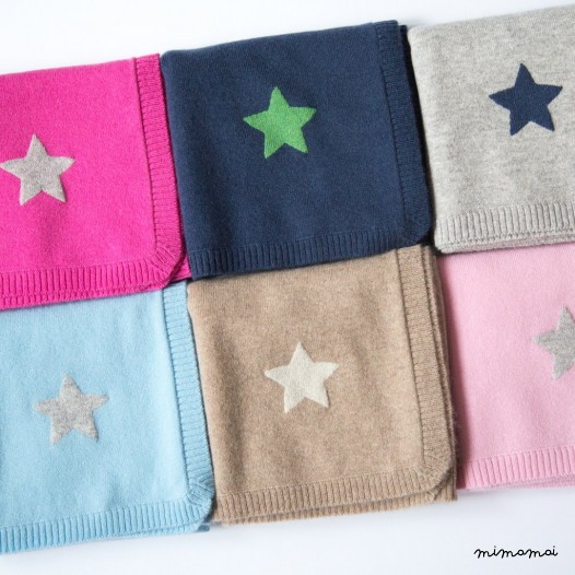 Cashmere Baby Blanket with Star - Pink