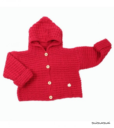 Hooded cardigan in Red