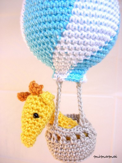 Hot air balloon baby mobile for a neon colored nursery