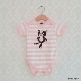 Baby Girl bodysuit with sweet Teddy Bear velvet applique