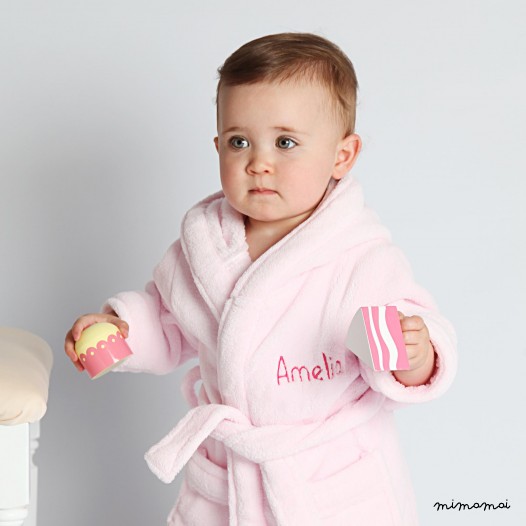 Personalised Pink Fleece Baby Robe