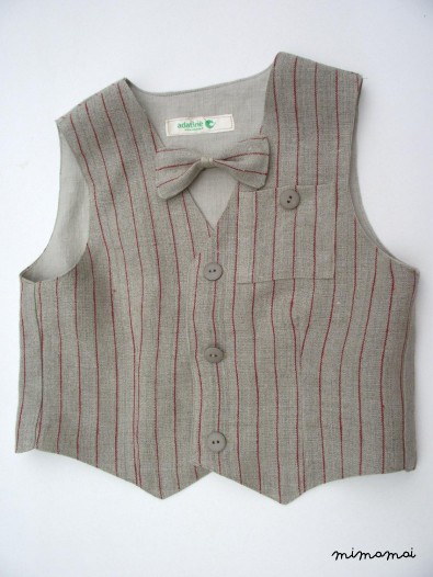 Natural linen striped vest