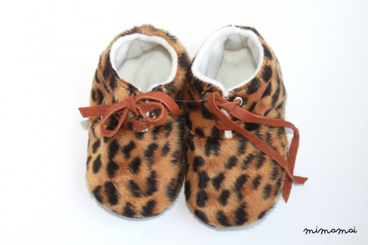 6-12 Months Slippers / Baby Shoes Lamb Leather leopard