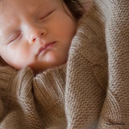Cashmere Cable Blanket - Beige M&eacute;lange