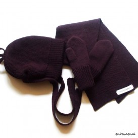 Babies/Children's 3 piece set - merino wool double knitted hat, double knitted mittens and scarf