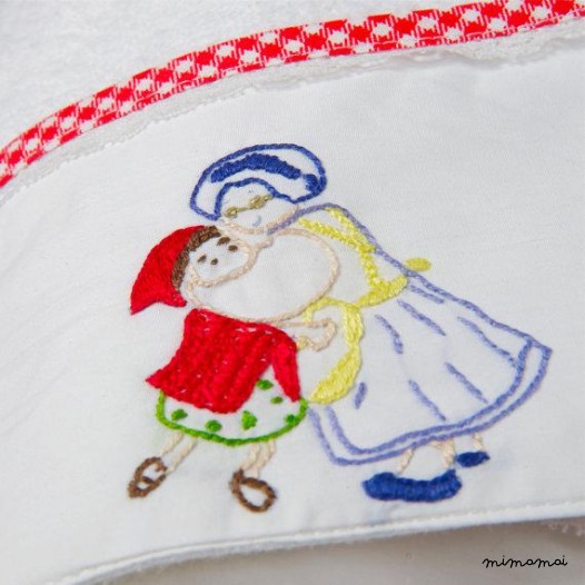 set 2 baby towels bath hand towel hand Red RIding Hood embroidered nursery bathroom