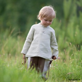 Natural linen shirt two buttons front closure