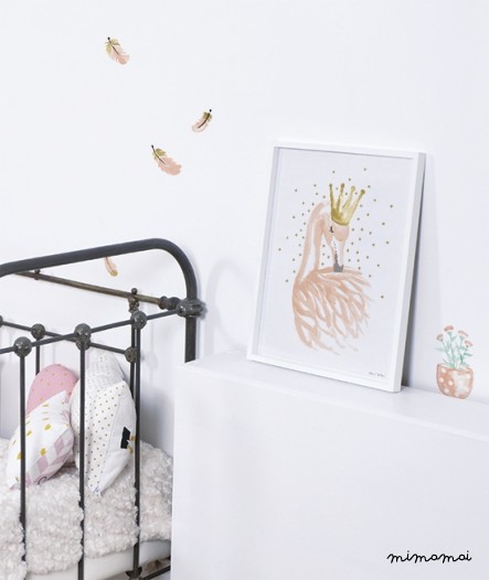 Affiche flamand rose et &eacute;toiles