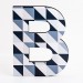 lettera in legno B - trama quadratini blu diagonale