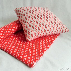 Baby Knit Cot Blanket/Red & White - Set