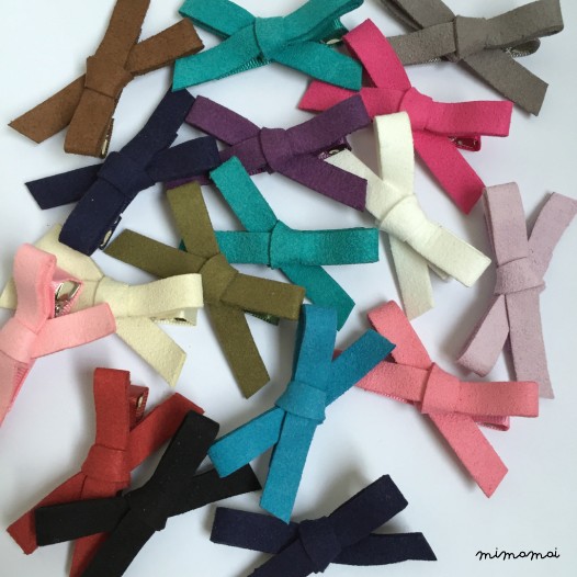 Barrette &agrave; Noeud Simili Daim - Rose