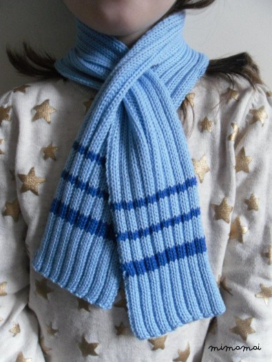 Childrens scarf, Merino wool, Sky & Royal Blue