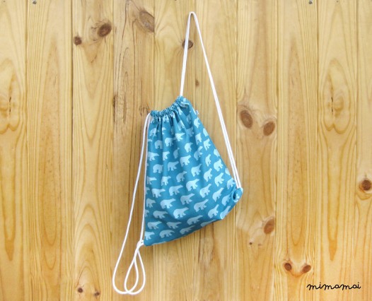 Zaino coulisse con motivo di orsi polari in blue &middot; Cotone organico con coulisse bag