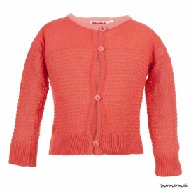 Girls Vintage Knit Hot Coral Cardigan