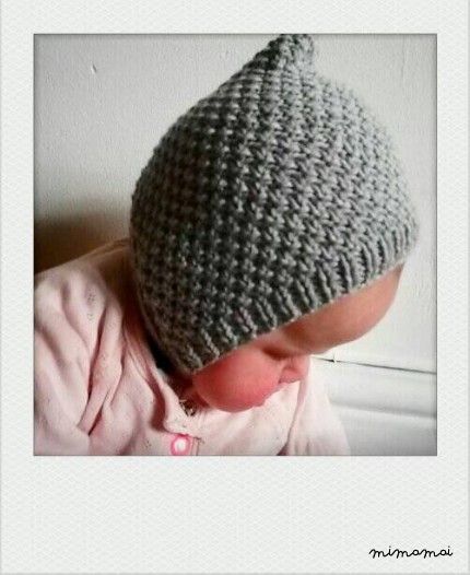 knitted baby hat, baby bonnet, knitted pixie cap, baby shower gift