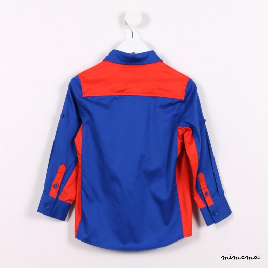 Long-sleeved Panelled Shirt blue