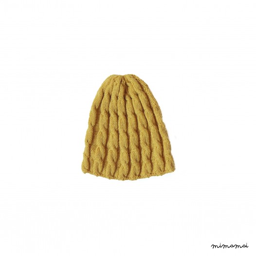 Gorro de tran&ccedil;as amarelo