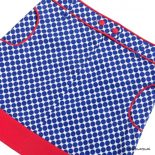 Piped Skirt blue dots