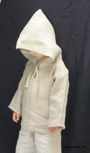 Natural linen medieval hoodie