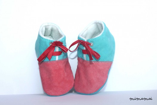 18-24 Months Slippers / Baby Shoes Lamb Leather Pastel Pink Blue