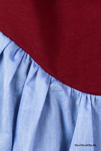 Ella dress in bordeaux and blue