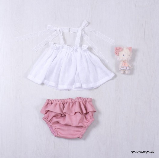 Linen bloomer, Bloomer misty rose, Baby bloomer, Pink Linen Summer Bloomers