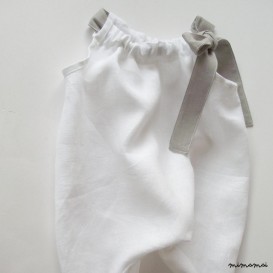 Linen baby girl overalls with bow