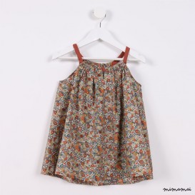Square-Neck Flare Top orange floral