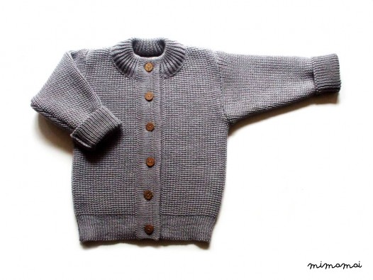 Babies/Children's Virgin wool round neck Cardigan with handmade oak buttons