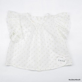 Girls Toddler blouse, Elegant Toddler Shirt, Chic Clothing, White Shirt, Light Print Top