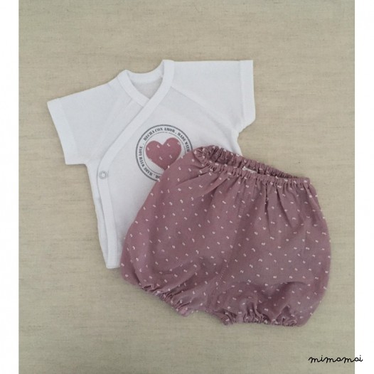 Conjunto camiseta manga corta y short Made with Love